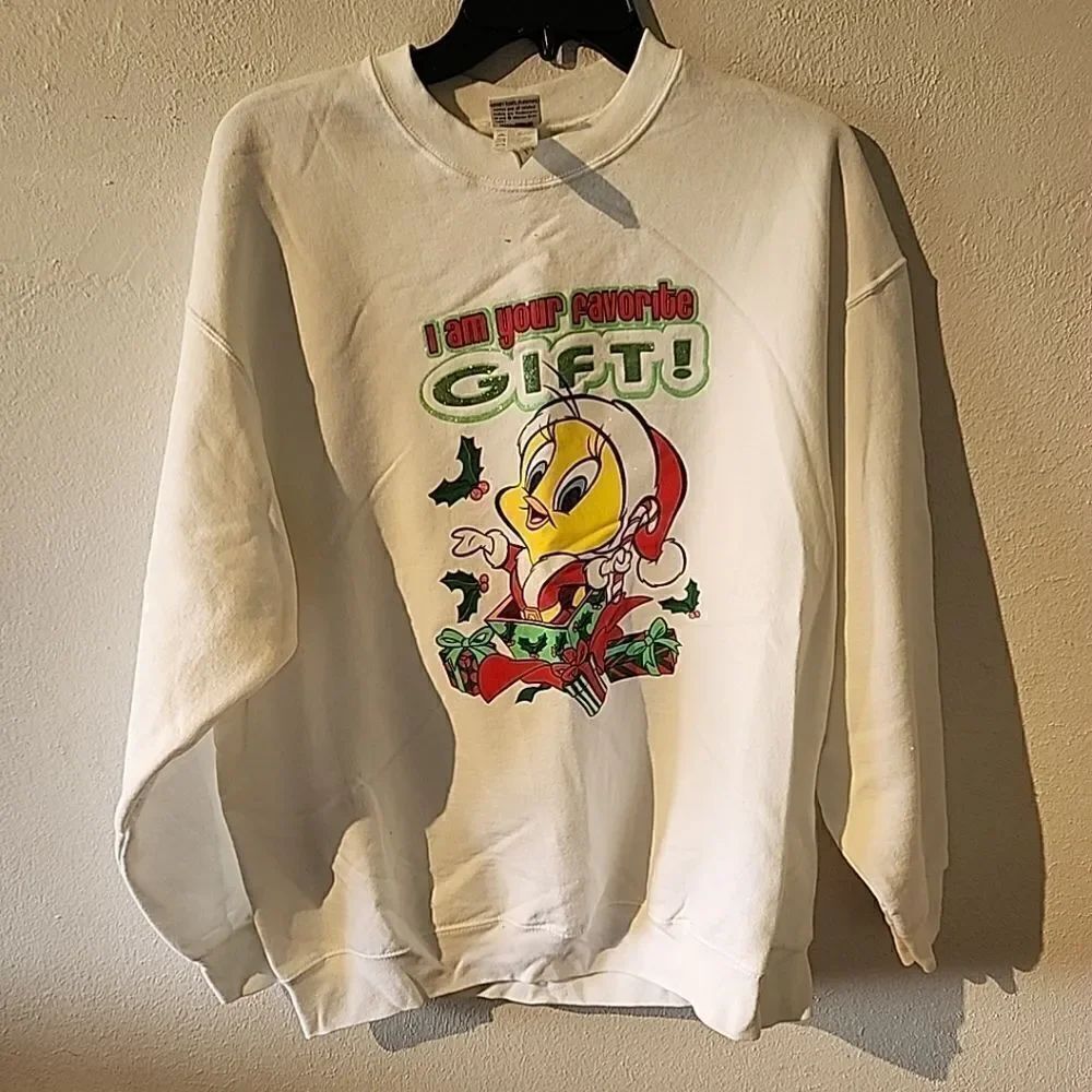 VTG 90s Looney Tunes Christmas Crewneck Sweatshirt Tweety Tag XL Read Descript..